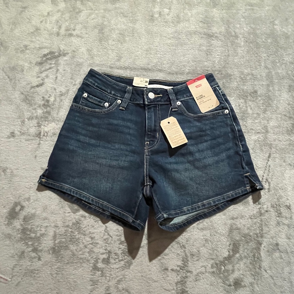 Levi's A-Line Shorts Womens 25 Dark Wash Denim High Rise 001S40002